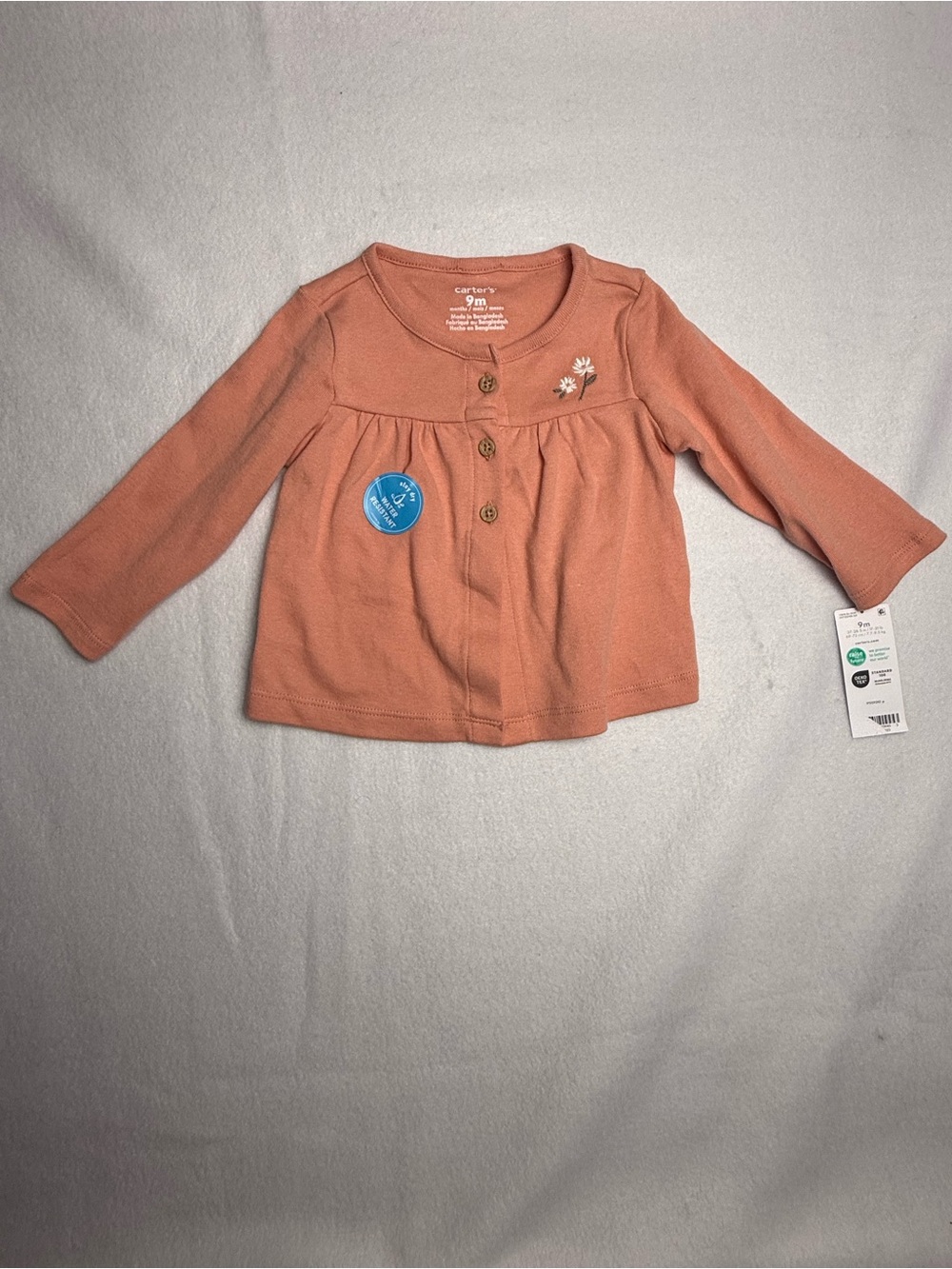 Carter’s Baby Girl Floral Button Long Sleeve Top Rust Pink